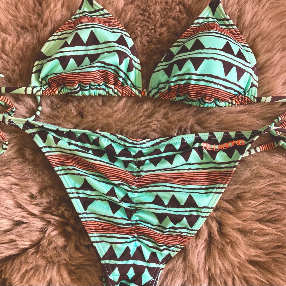 Billabong mint green boho print bikini